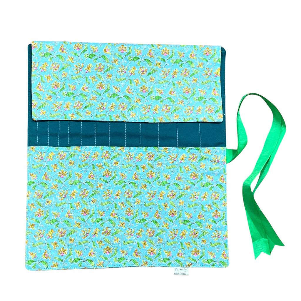 Liberty floral print Straight knitting needle case, needle roll, ribbon tie storage, knitting accessories, knitters gift,needle organiser