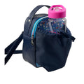 Water bottle sling bag,  walking tour and travel day trip,  floral butterfly bag with carry handle, water resistant vinyl/ faux leather bag