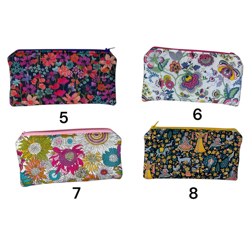 Liberty fabric floral zip case, small makeup pouch, pencil case, phone case, notions holder, handbag sunglasses holder, privacy pouch