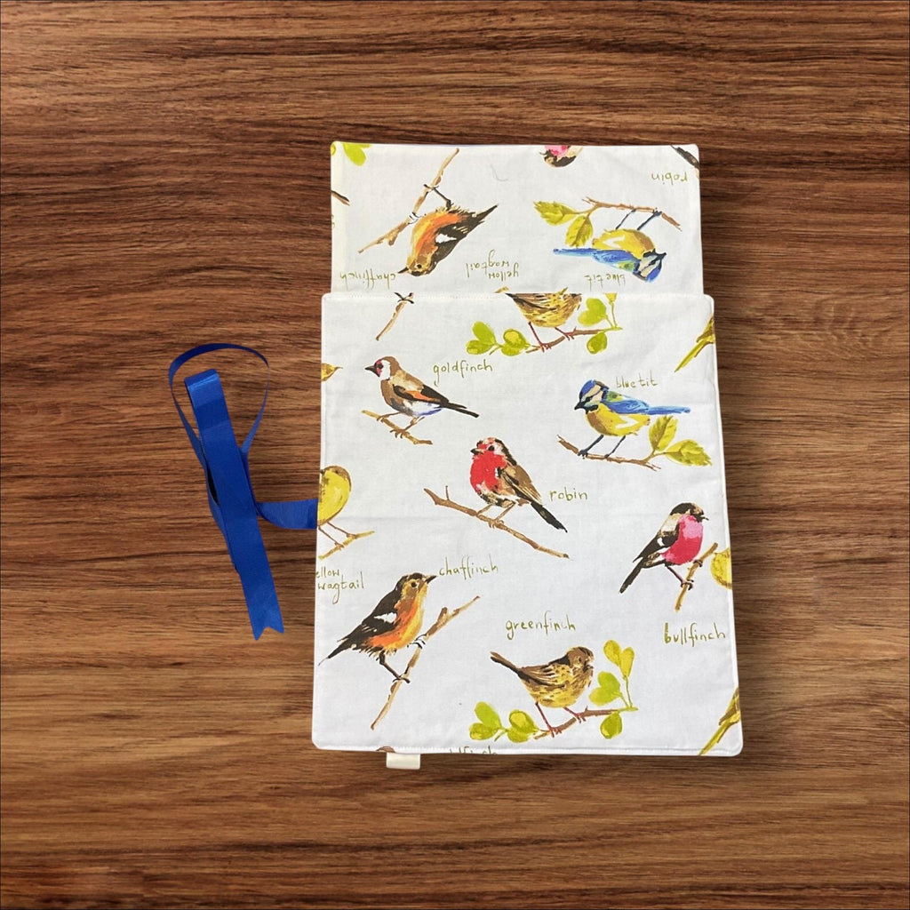 Straight knitting needle case with birds, ribbon tie needle roll storage,  knitters gift accessories, needle organiser