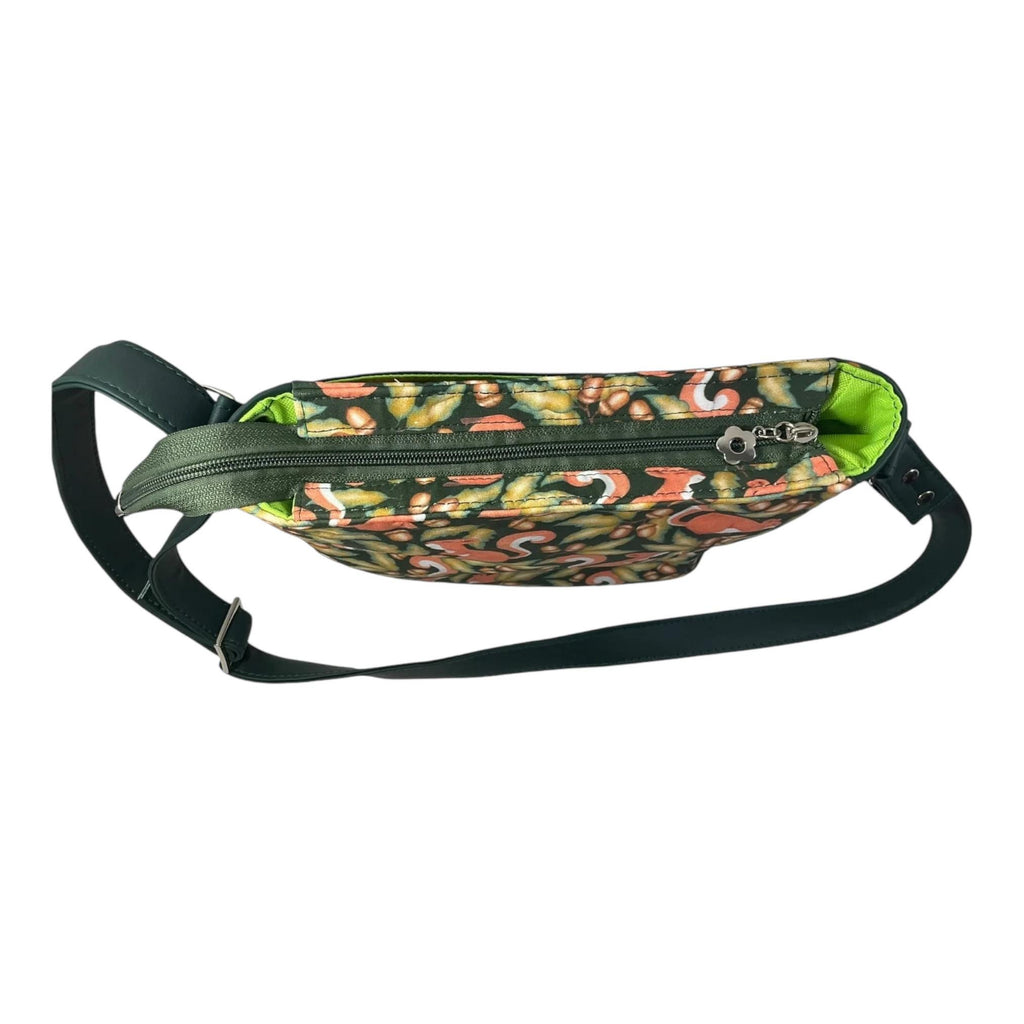Handbag in faux leather and squirrel print,  vegan ladies gift, woodland crossbody bag, shoulder zip pouch