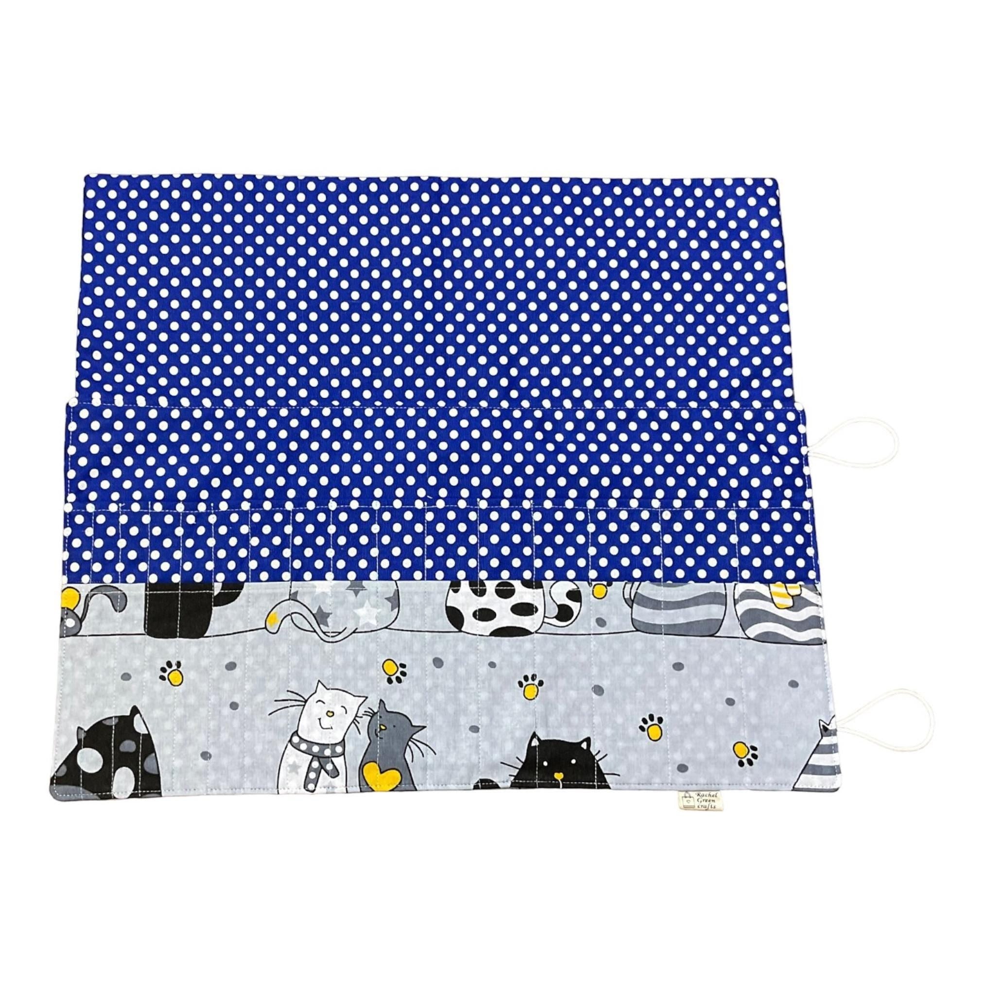 Double pointed knitting needle case with cats,  DPN or crochet hook case, sock knitters gift,