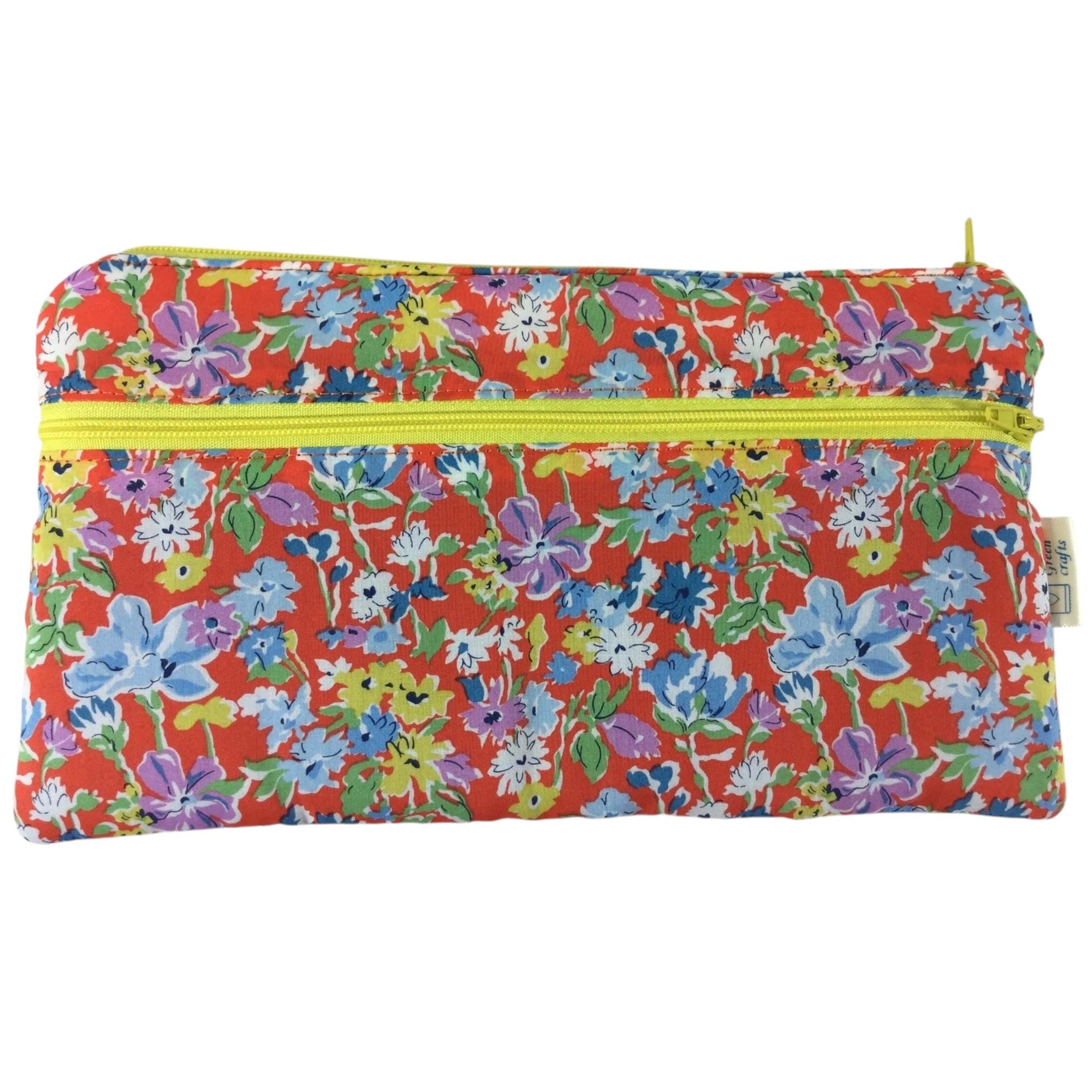 Liberty fabric two zip pocket pouch, double pocket case, 2 pocket zipper floral water resistant case, ladies gift, girls privacy pouch
