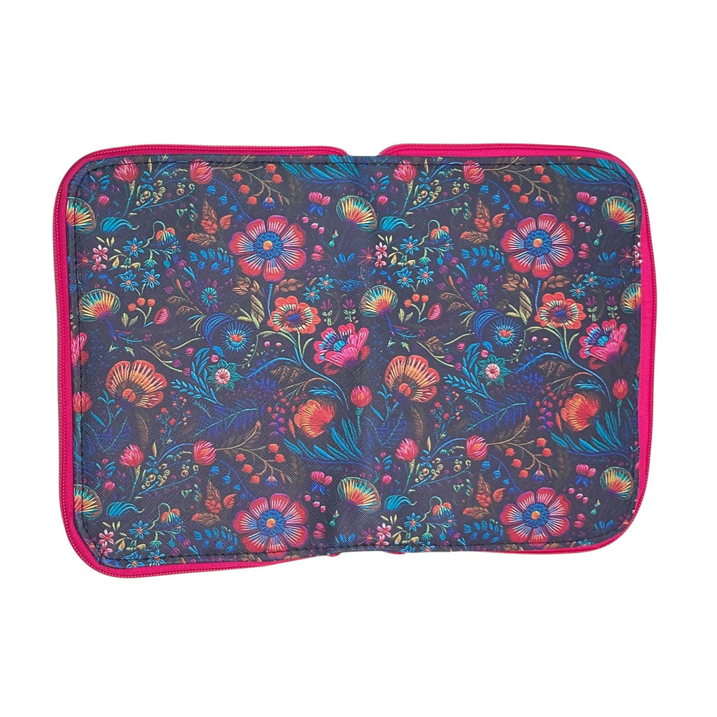 Interchangeable knitting needle case with flowers , floral addi case, chiagoo wallet, knit pro organiser pouch, hiya hiya case,