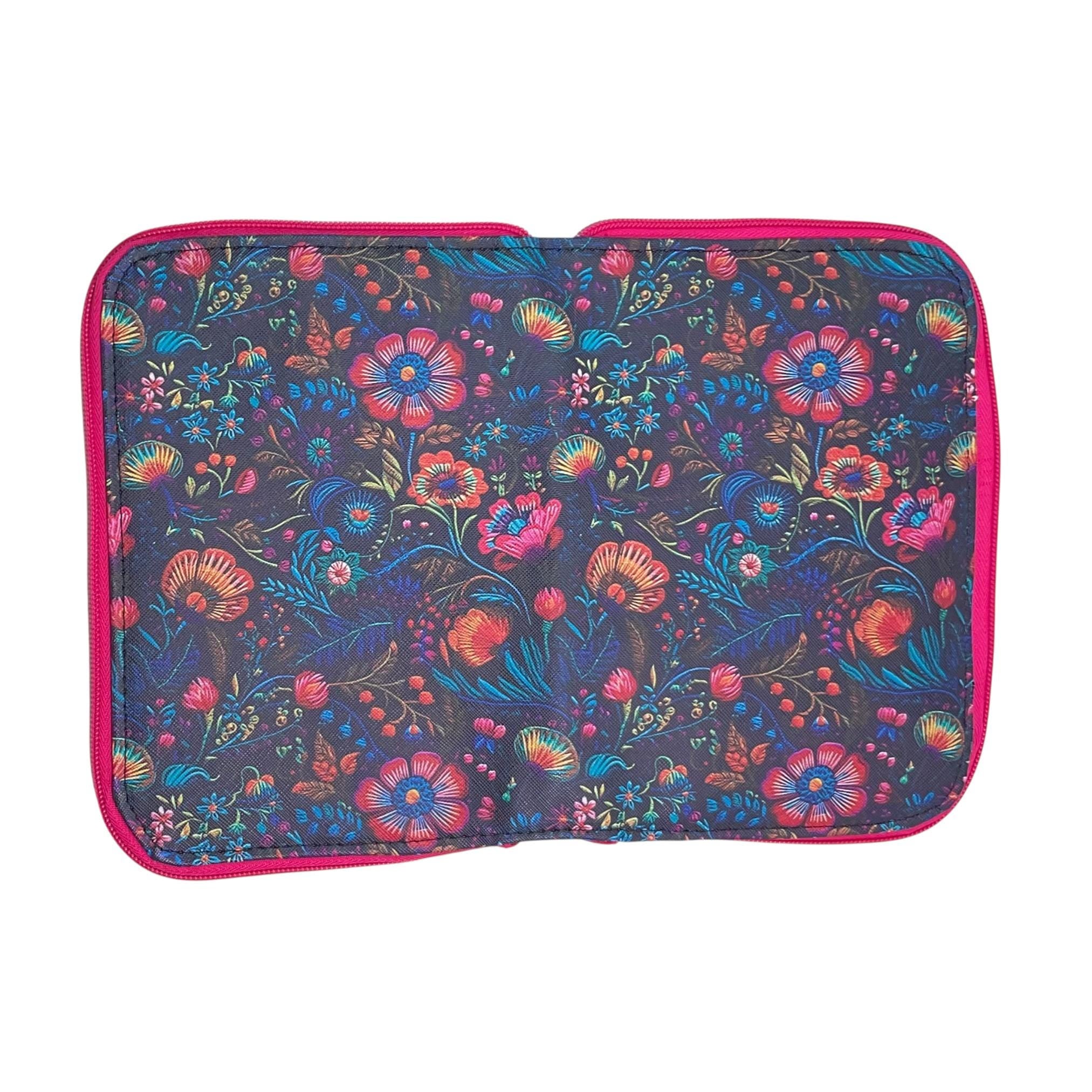Interchangeable knitting needle case with flowers , floral addi case, chiagoo wallet, knit pro organiser pouch, hiya hiya case,