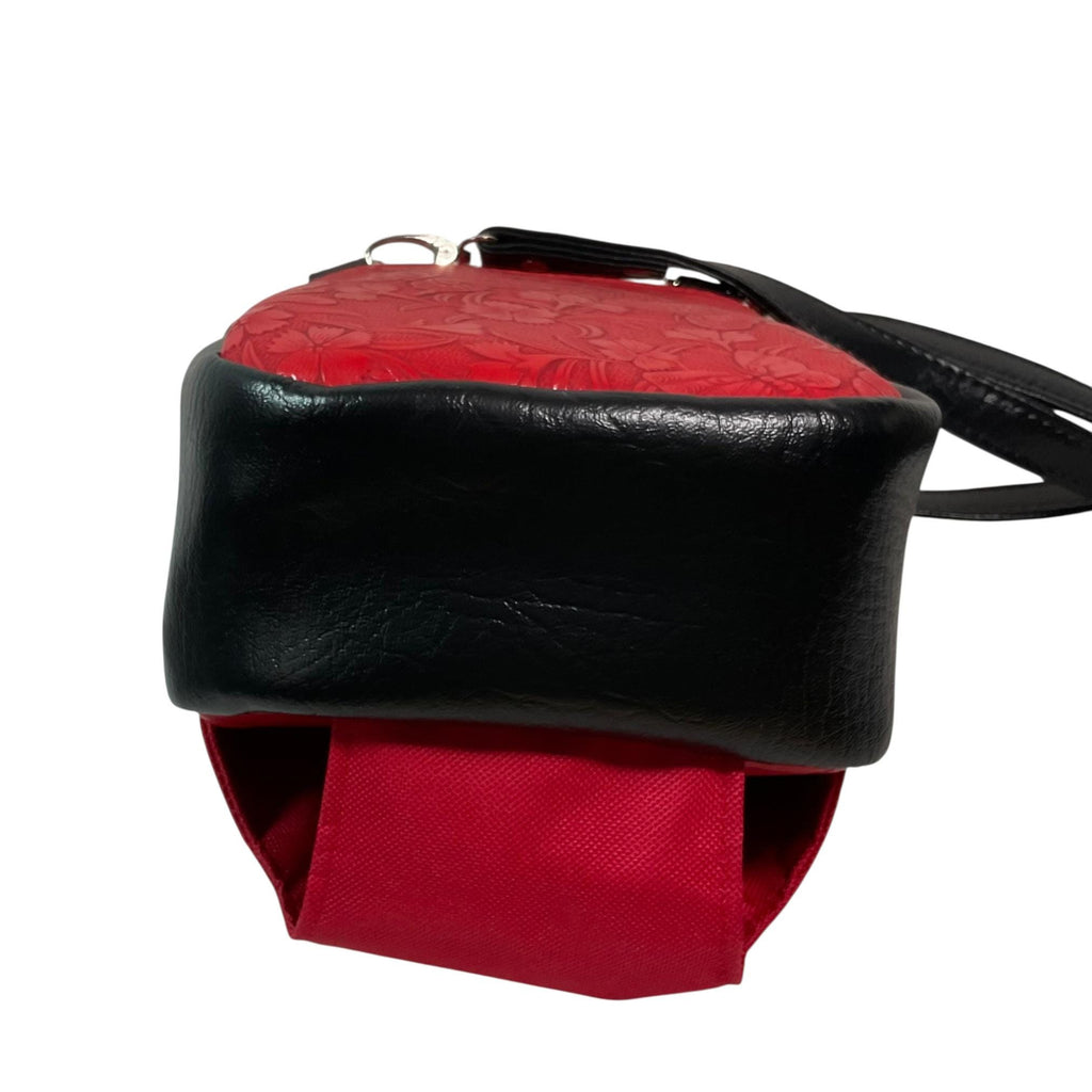Sling bag, Water Bottle holder red butterfly Water-Resistant Faux Leather, Travel Day Trip
