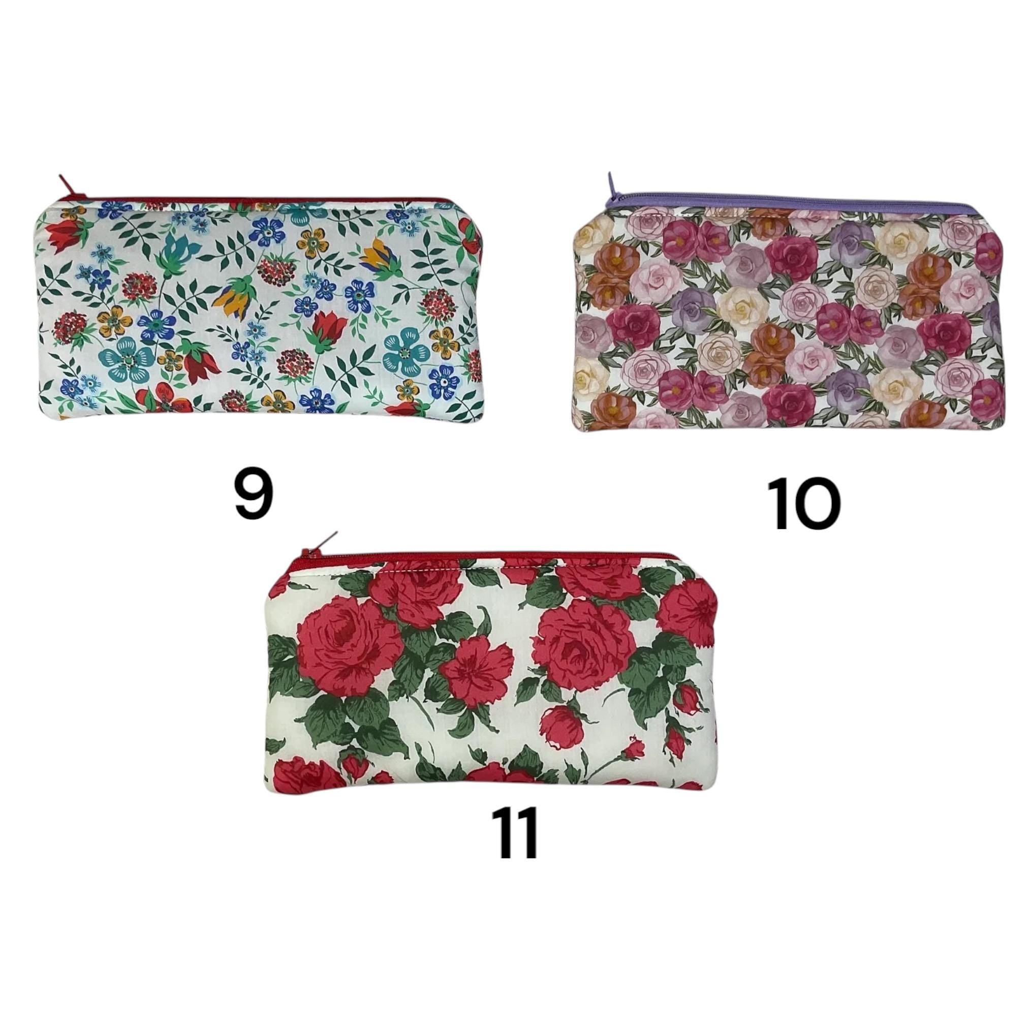 Liberty fabric floral zip case, small makeup pouch, pencil case, phone case, notions holder, handbag sunglasses holder, privacy pouch