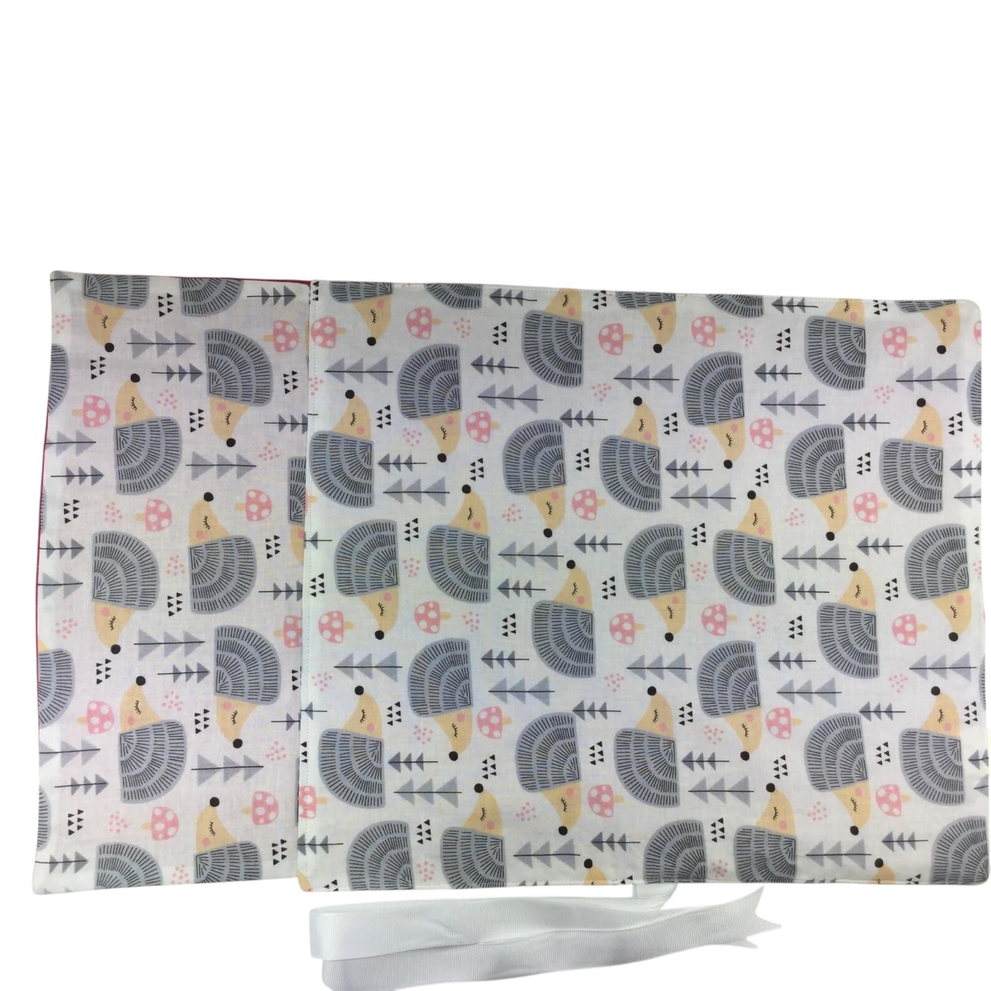 Straight knitting needle case with hedgehogs ,woodland animals needle roll,  knitting accessories , knitters gift, storage, organiser
