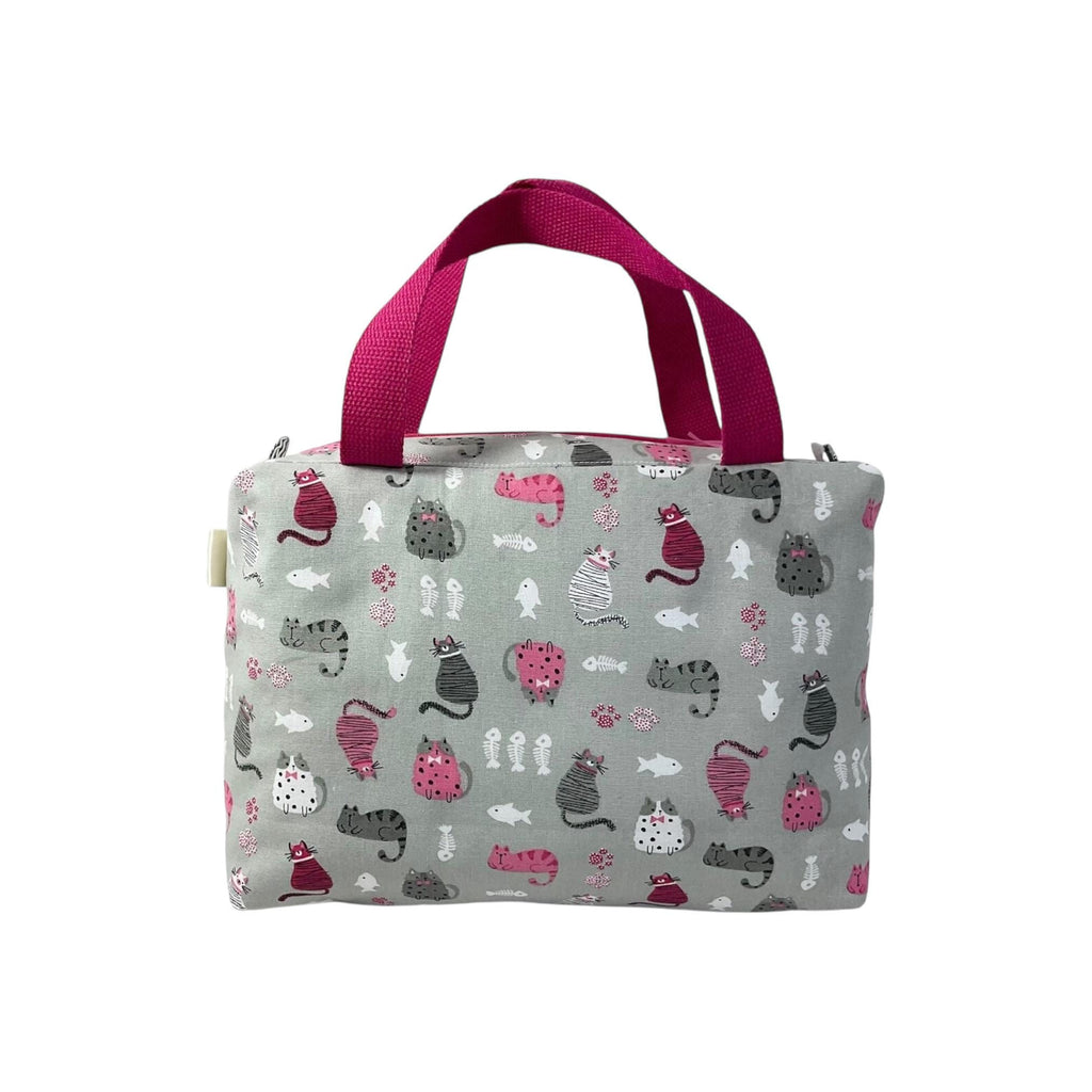 Large cat toiletries bag with handles and zip pocket, mouse print Waterproof lined wash pouch, camping  ladies  gift, womens sponge bag
