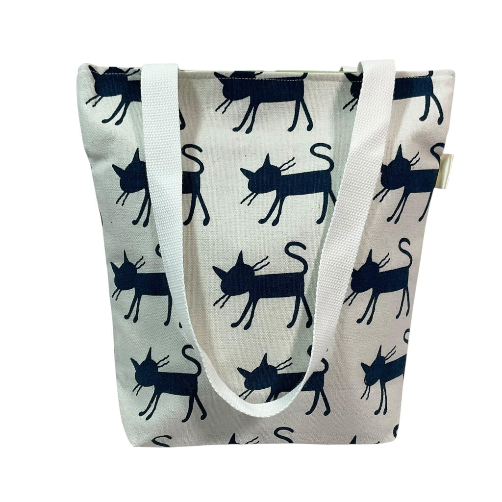 Cats Cotton Canvas Tote Bag, Colourful Book Purse, Lined