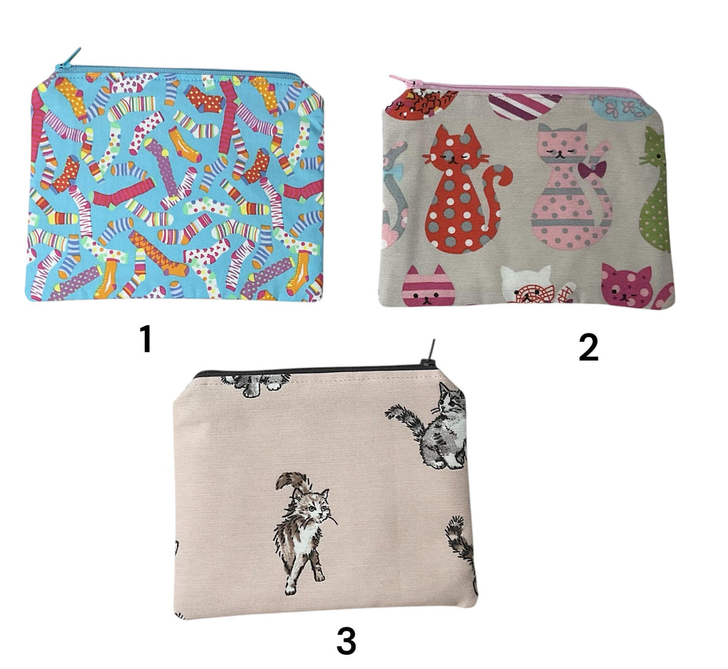 Fabric Zip Pouch: Sheep, Cat, Dog Print - Crafting Notions Case