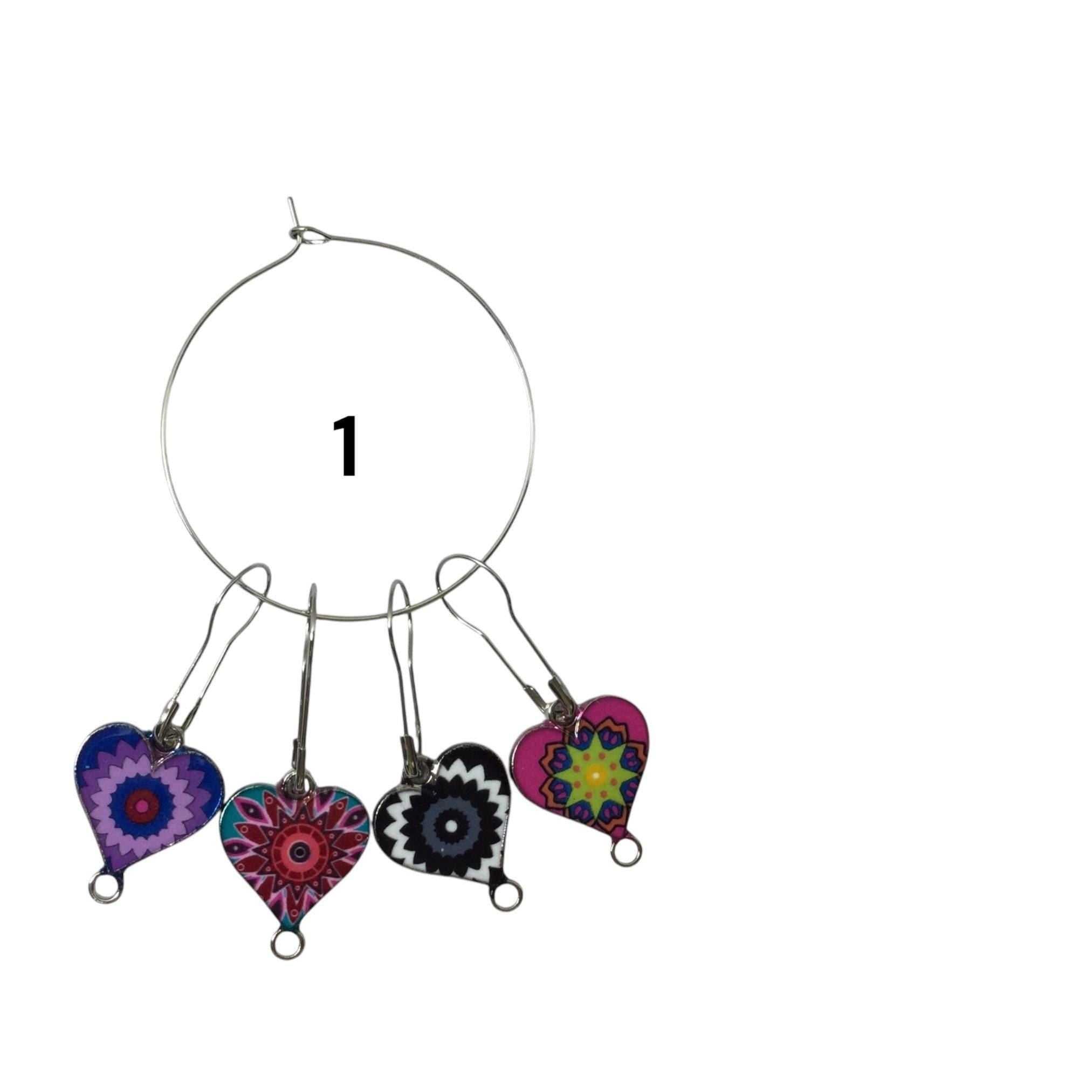 Heart Stitch Markers: Enamelled Knitting Crochet Charms (Set of 4)
