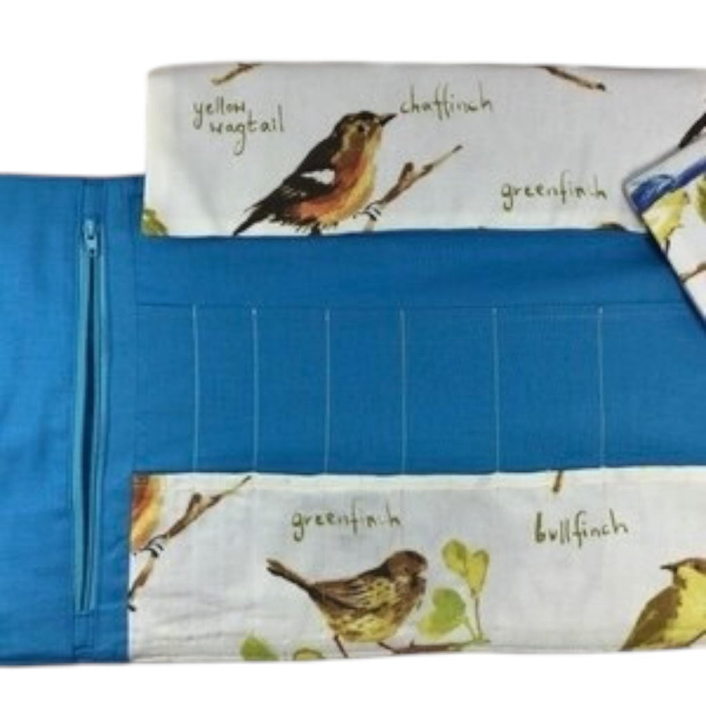 Birds interchangeable and double pointed needle case, knitting needle pouch, hiya hiya case, knit pro sock needle wallet
