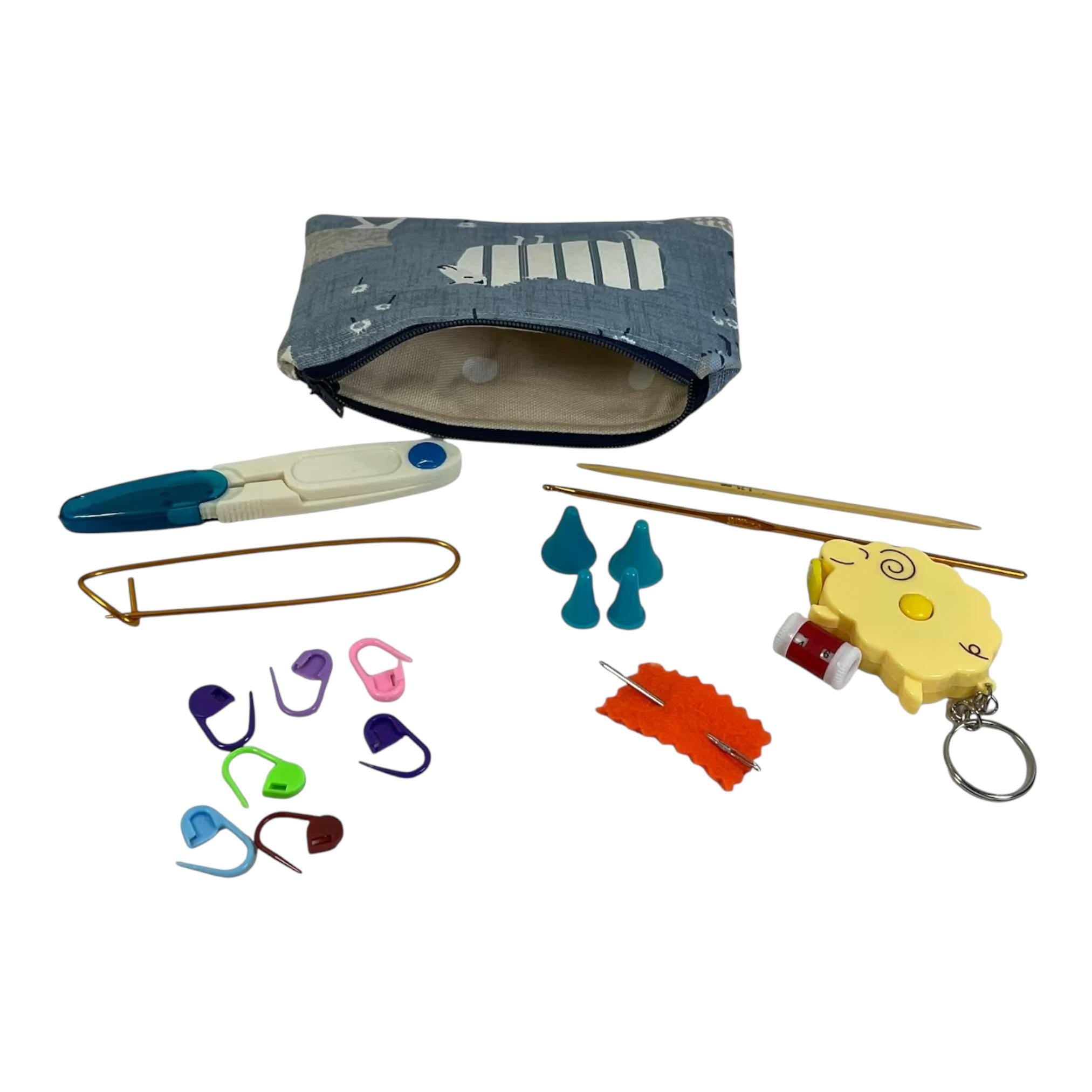 Sheep Fabric Notions Kit: Knitting Crochet Travel Case