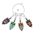 Owl Stitch markers ,enamelled colourful progress charms, knitting markers, lace markers, knitters gift, gold plated place keeper