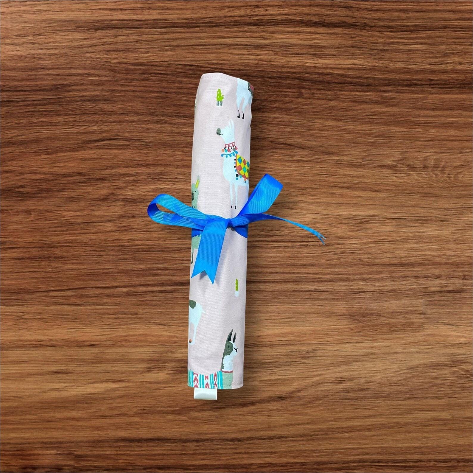 Straight knitting needle case with llamas, needle roll knitters gifts and accessories,