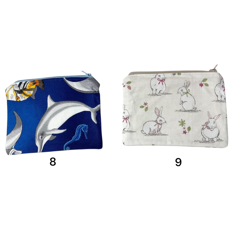 Small zip pouch for storing crafting notions and knitting notions case, Owl coin pouch, cow handbag organiser, small makeup bag, sewing gift