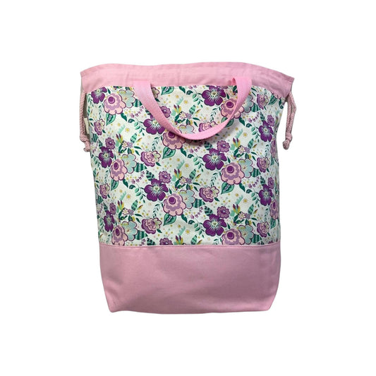 Liberty fabric Extra Large drawstring knitting bag with floral print