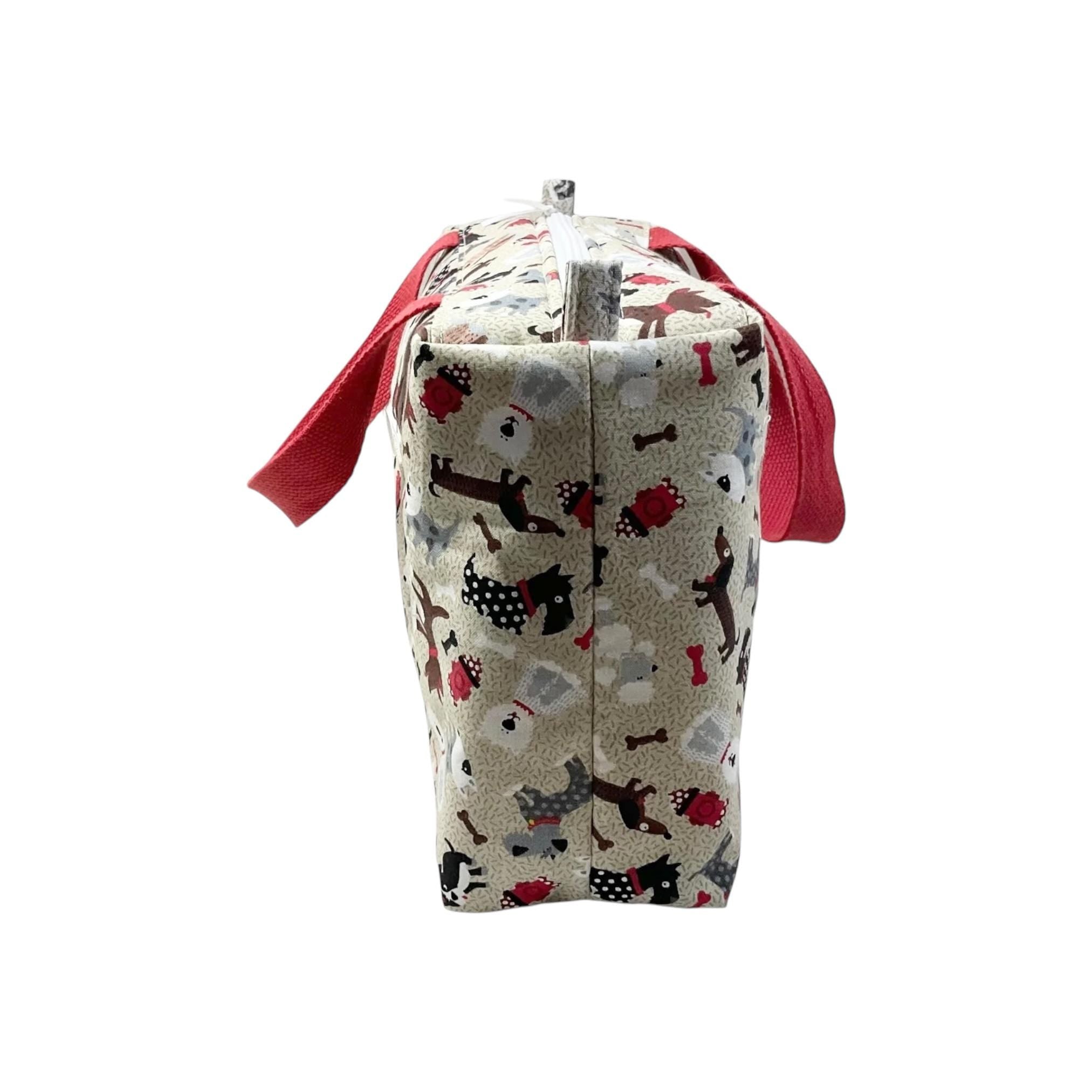 Large dog toiletries bag with handles and zip pocket, dog print Waterproof lined wash pouch, camping  ladies  gift, womens sponge bag