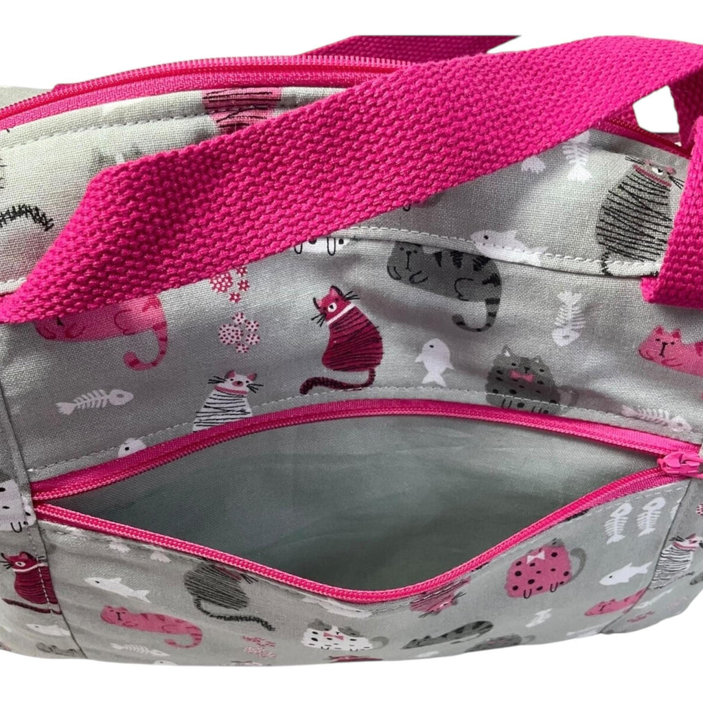 Large cat toiletries bag with handles and zip pocket, mouse print Waterproof lined wash pouch, camping  ladies  gift, womens sponge bag