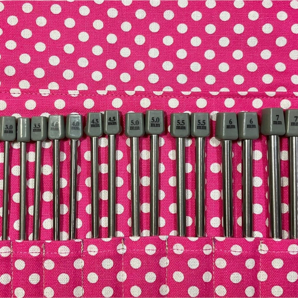 Cat Fabric Knitting Needle Set: Straight Needles Roll-Up Case