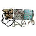 Slim phone shoulder bag with multi pockets and dog print, teen messenger phone pouch, mini clutch bag, clubbing festival bag, dog lover gift