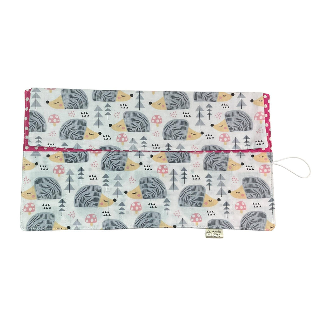 fixed Circular knitting needle case with hedgehogs, sock needles roll, needle wallet, knitters gift, needle holder,