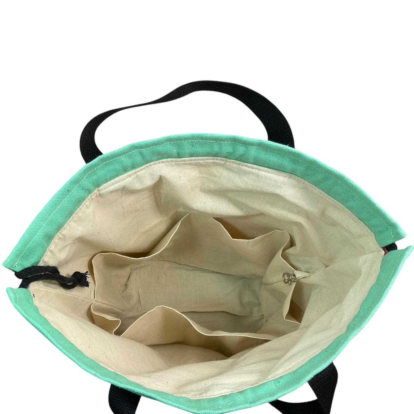 Extra Large drawstring knitting bag with bright sheep print