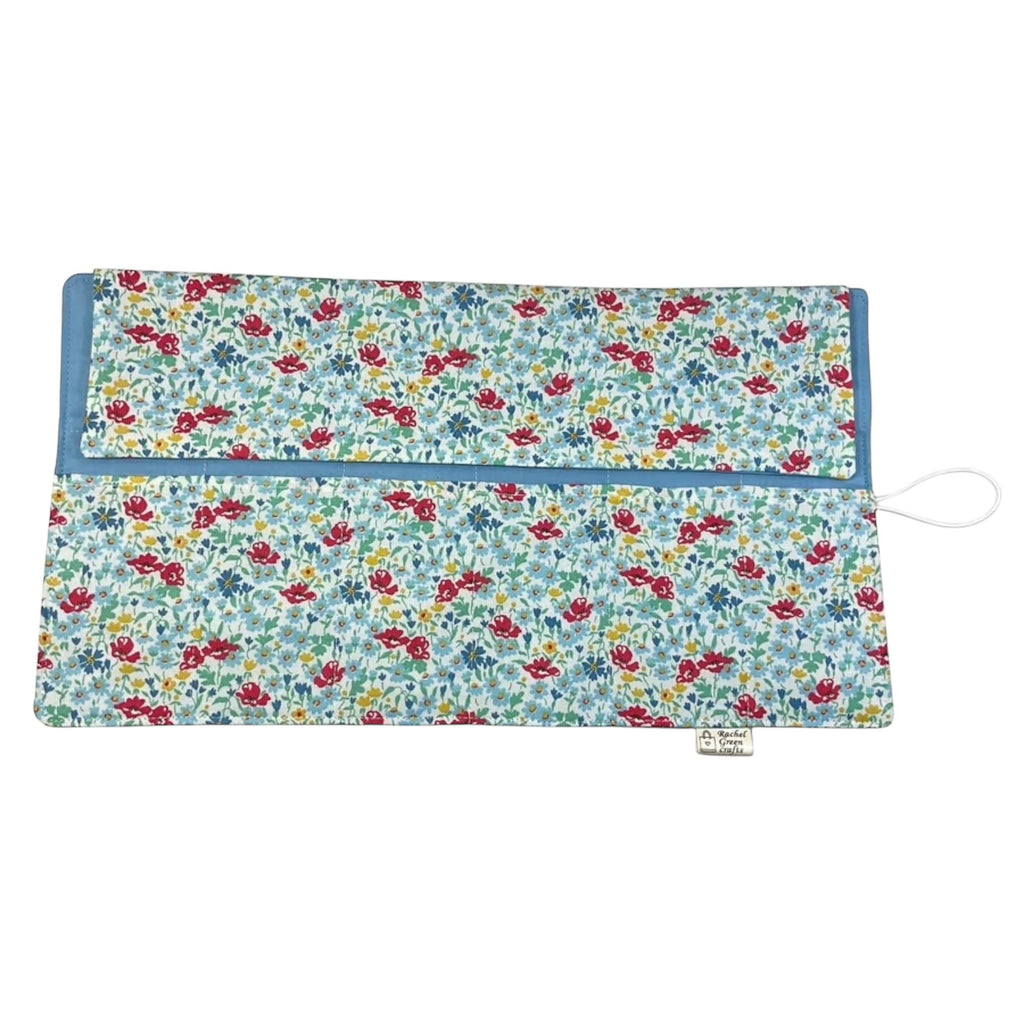 Circular needle case made from Liberty floral fabric, fixed circular sock needle pouch, knitting needle roll, knitters gift, needle holder,