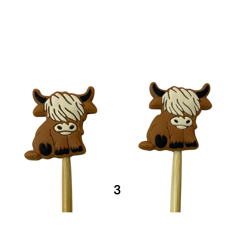 Highland Cow stitch stopper, knitting point protector, Silicone needle end