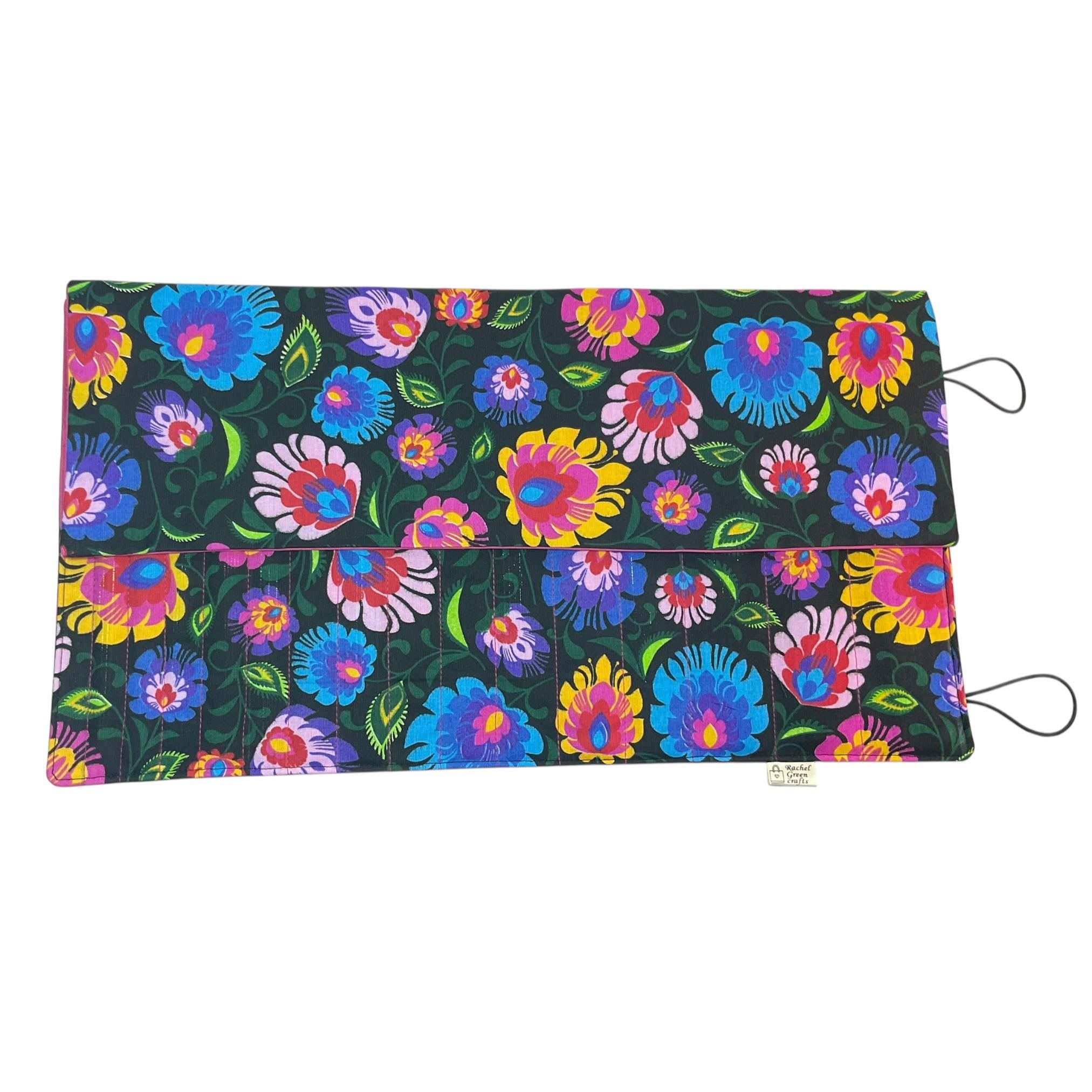 Double pointed floral knitting needle case, sock needle roll,  organiser, knitters gift