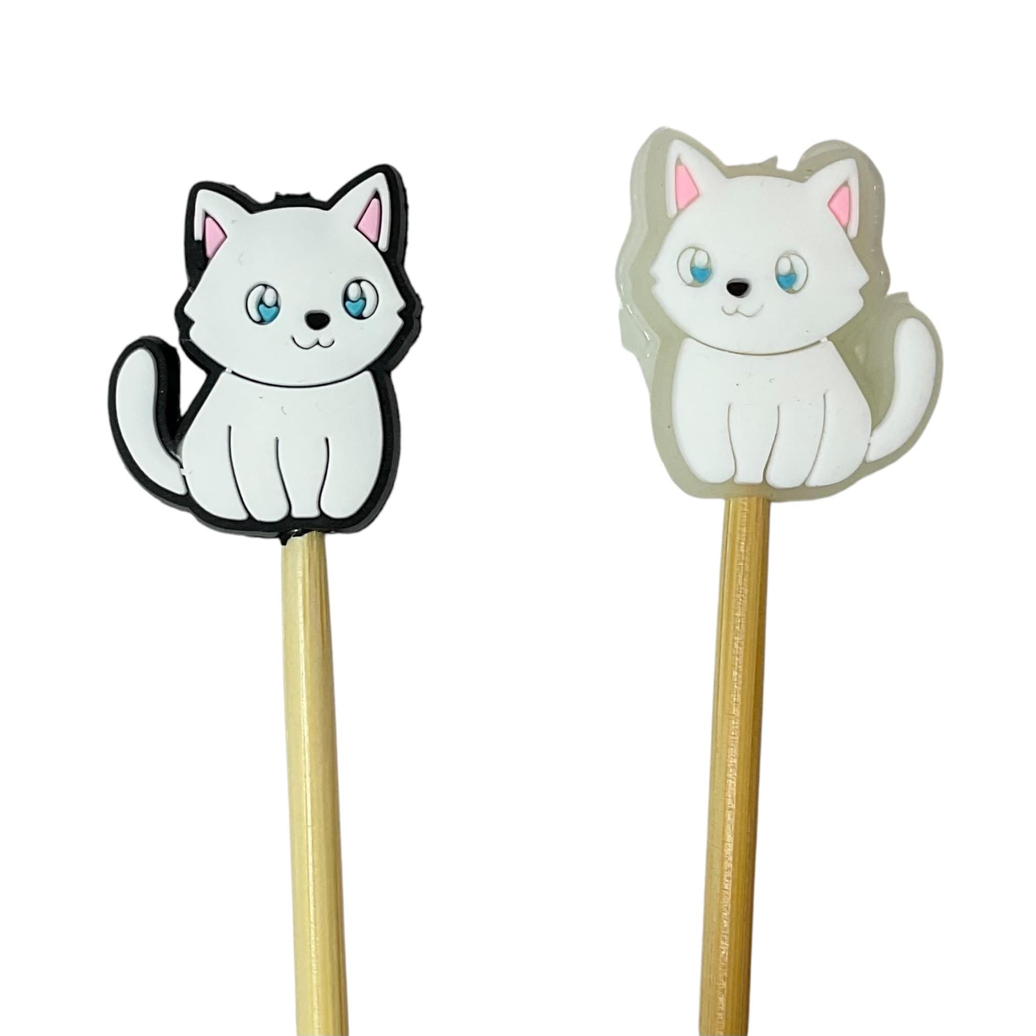 stitch stopper in a cat shape, kitty glow in the dark needle point protector, cat mum knitting gift,