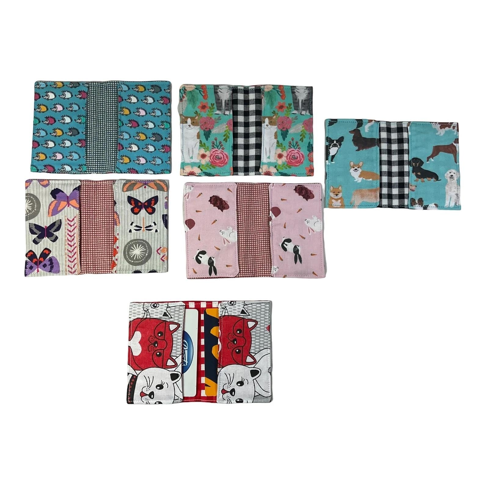 Card wallet in cat and dog print, cotton credit card pouch, fabric pets gift card case,Guinea pig loyalty card holder,  Oyster card wallet