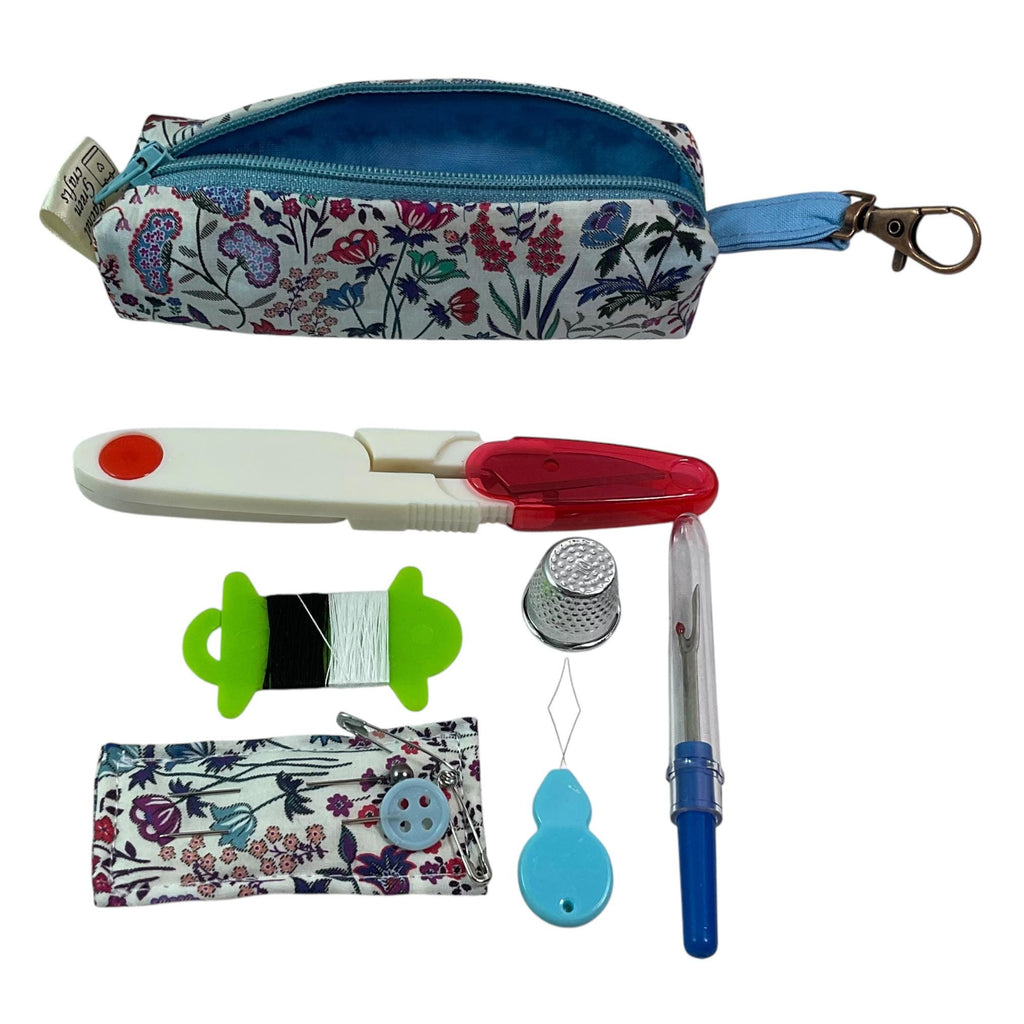 Liberty fabric Mini sewing kit, travel mending case, floral needle case, keychain sewing, sewing notions, stocking filler, ladies gift