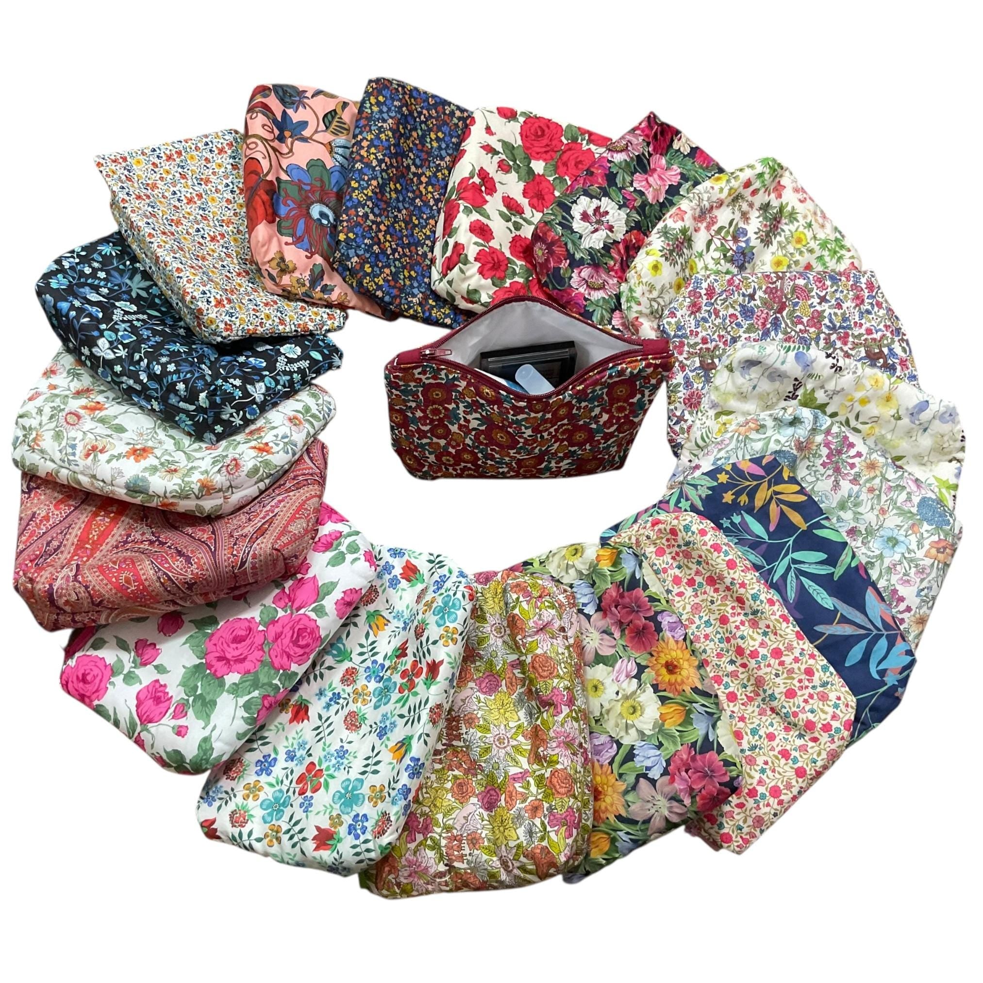 Liberty print cosmetics pouch,small floral washbag, waterproof zipped travel bag, Makeup storage, pretty ladies gift