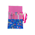 Straight knitting needle case with ladybirds, butterflies and flowers, bugs knitting storage case,, knitters gift,needle organiser