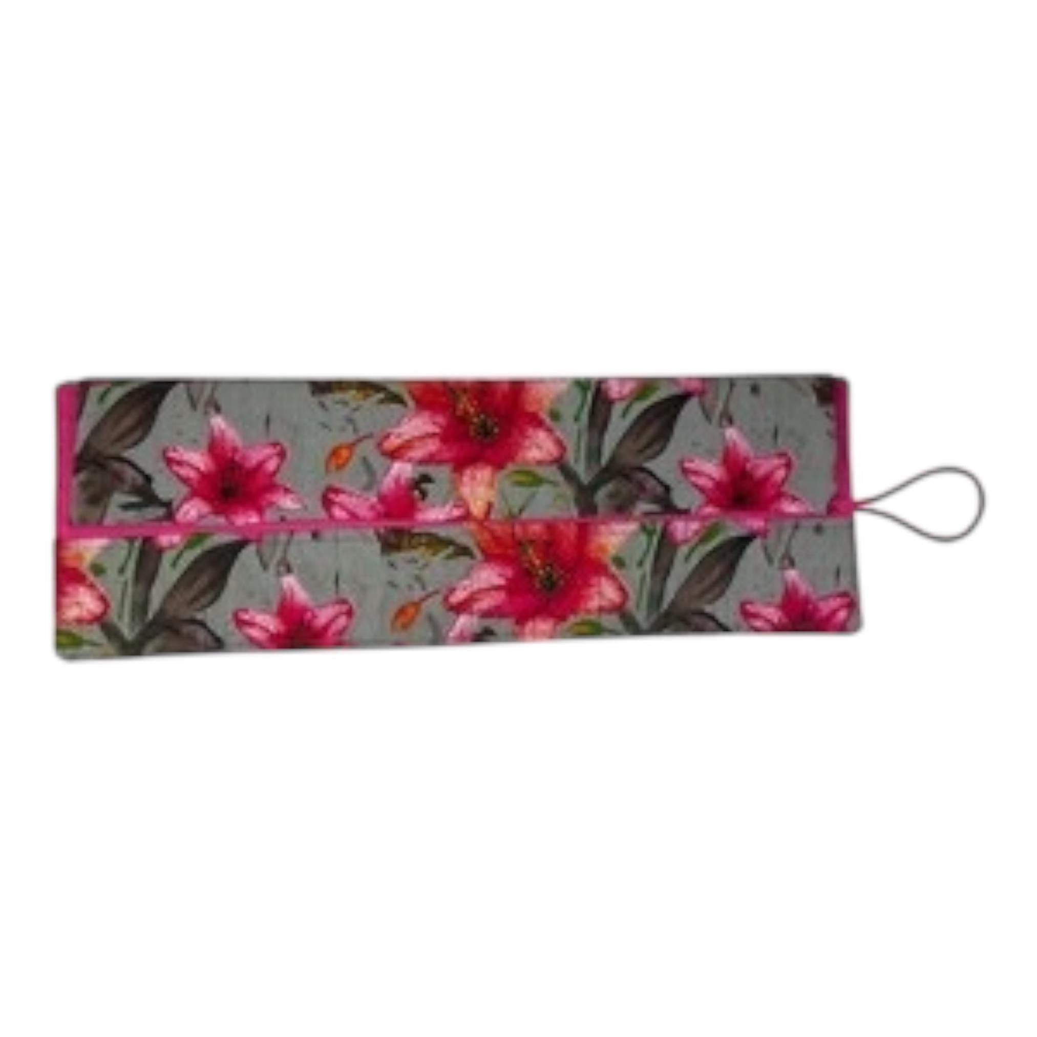 Circular needle case for short needles in floral print, needle wallet, fixed 16" case, 9" sock needles, 12" , knitters gift, needle holder,