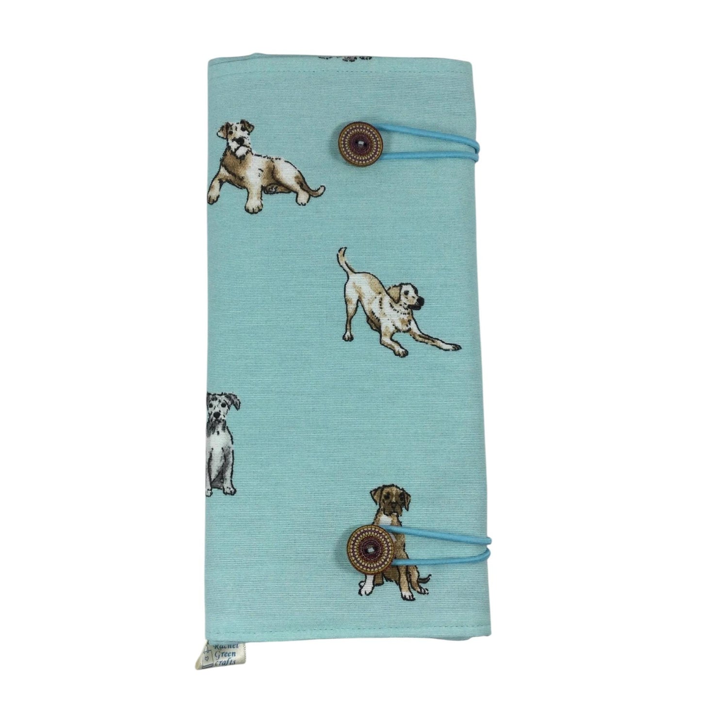 Double pointed knitting needle case with dogs