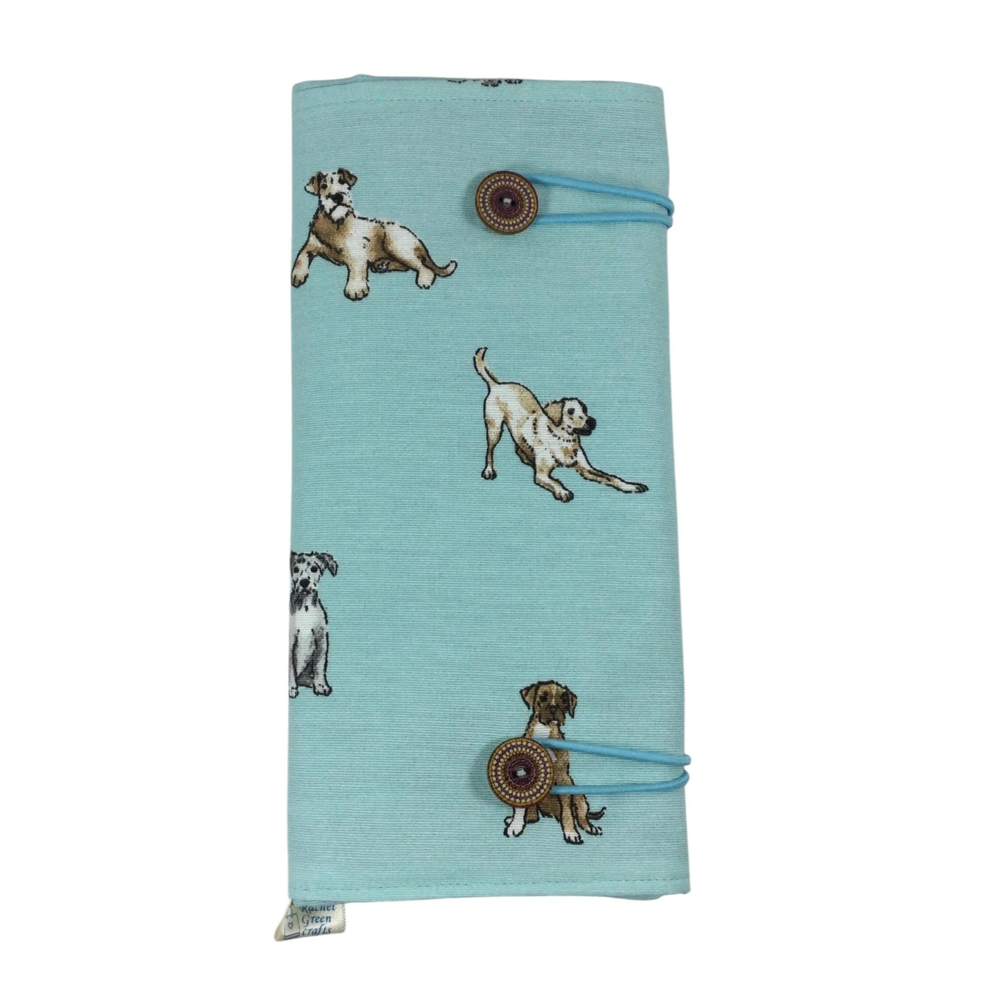 Double pointed knitting needle case with dogs,  retriever and spaniel  DPN or crochet hook case, sock knitters gift,