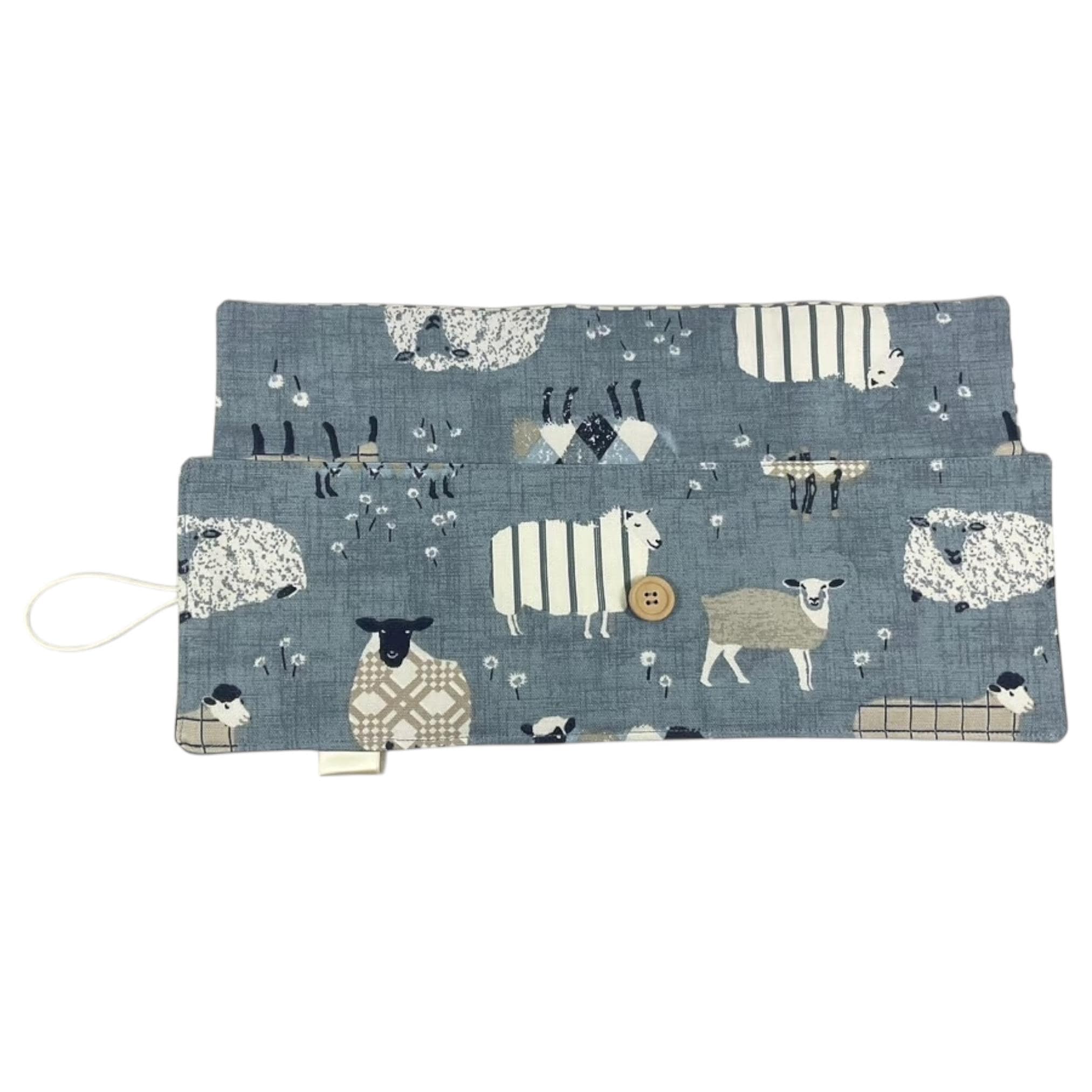 Short Circular knitting needle case with sheep, 40cm small diameter wallet, fixed 16", 9", 12" needle storage, knitters gift, needle holder,
