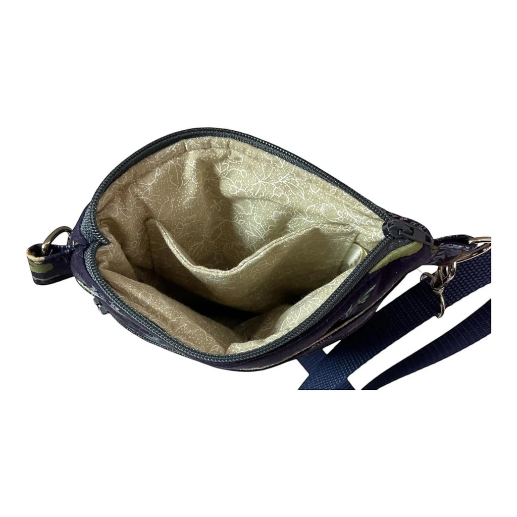 Liberty fabric slim phone shoulder bag with multi pockets, teen messenger style floral phone pouch, mini clutch bag, clubbing festival bag,