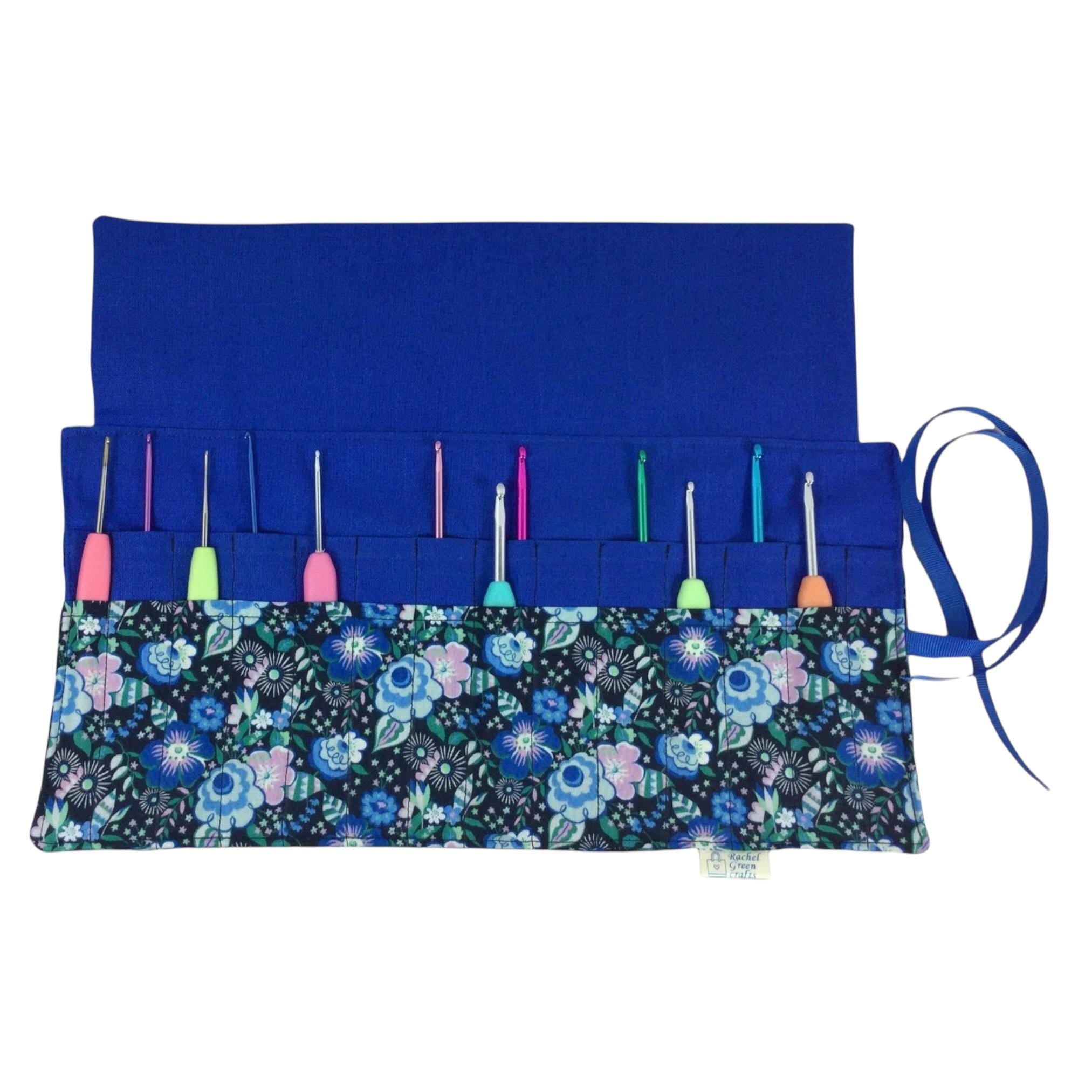 Crochet hook case in Liberty floral fabric, Ergonomic hook organiser, roll up case, knitters gift, ladies Crochet gift, crochet storage