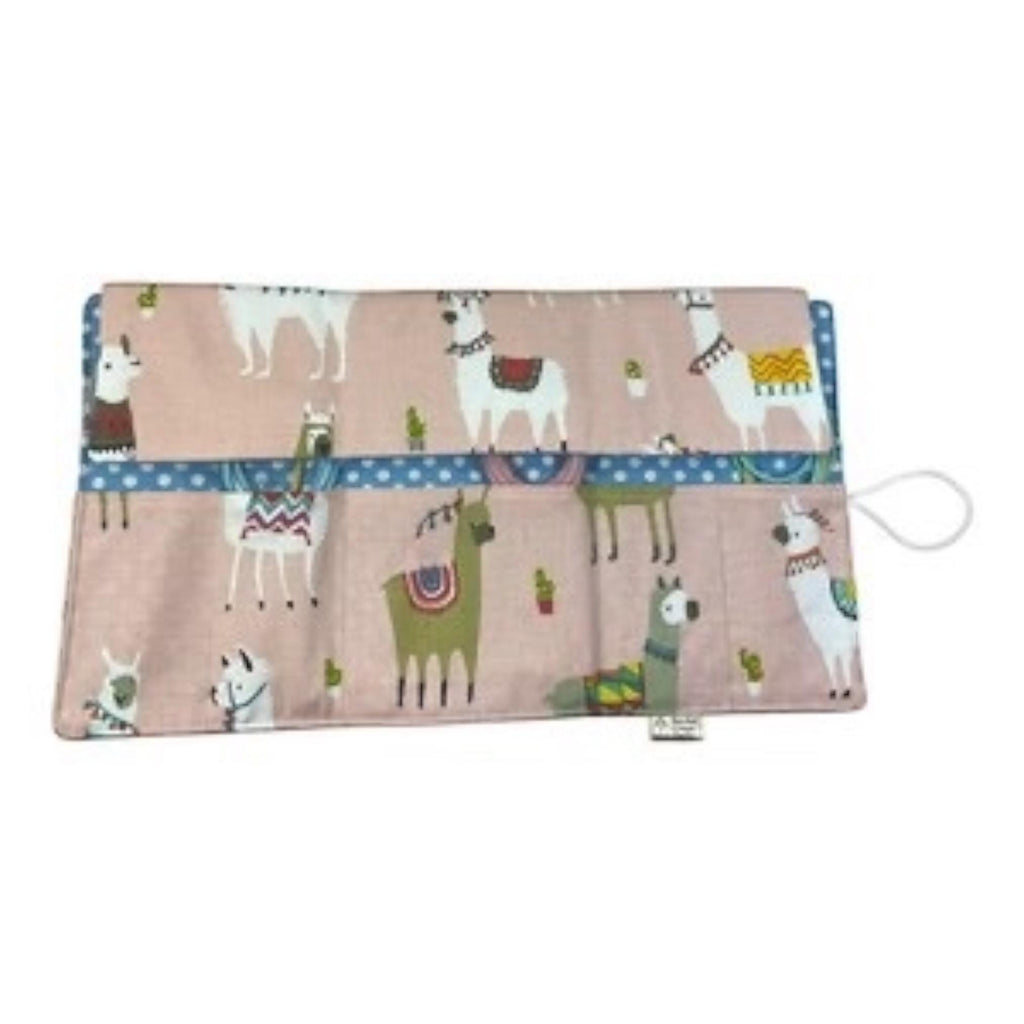 fixed Circular knitting needle case with llamas, sock needles roll, knitters gift