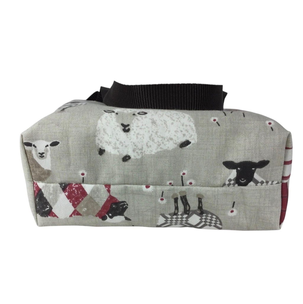 small sheep tote bag, mini lined canvas shopping bag, girls purse, book bag, knitters project gift