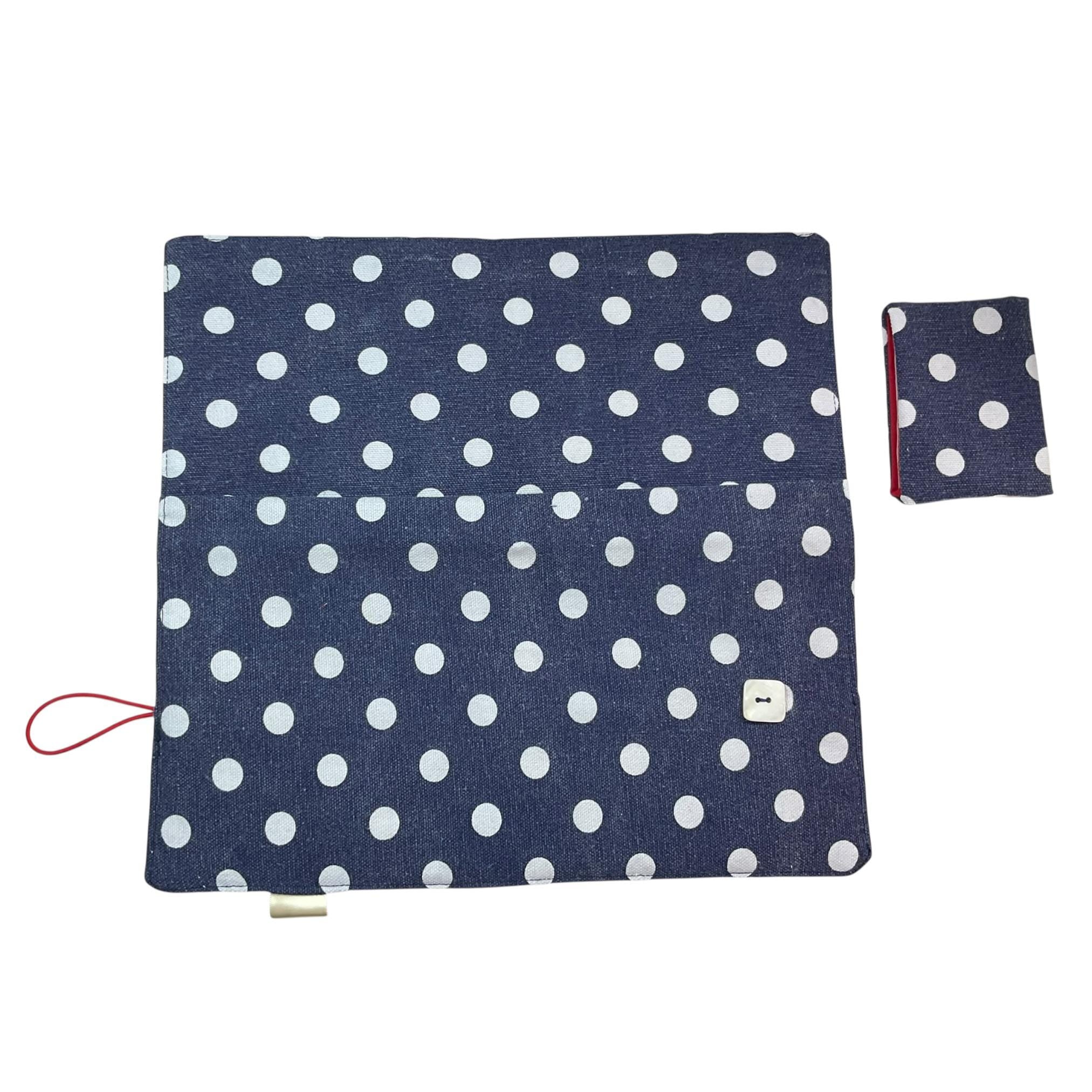 Interchangeable knitting needle case with denim spot, holds 2 sets, addi case, chiagoo wallet, knit pro organiser, sock needle pouch,