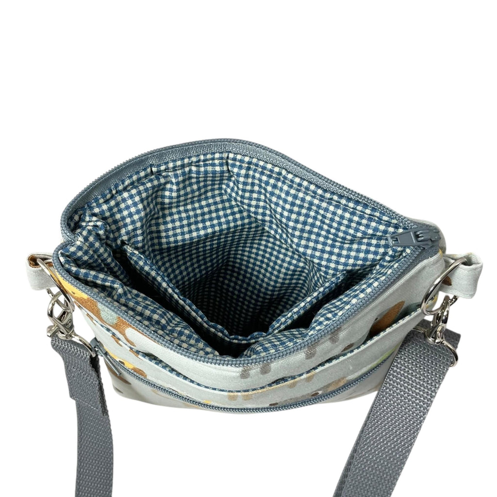 Dog print slim phone shoulder bag with multi pockets, teenager messenger phone pouch, mini clutch bag, clubbing festival bag, dog lover gift
