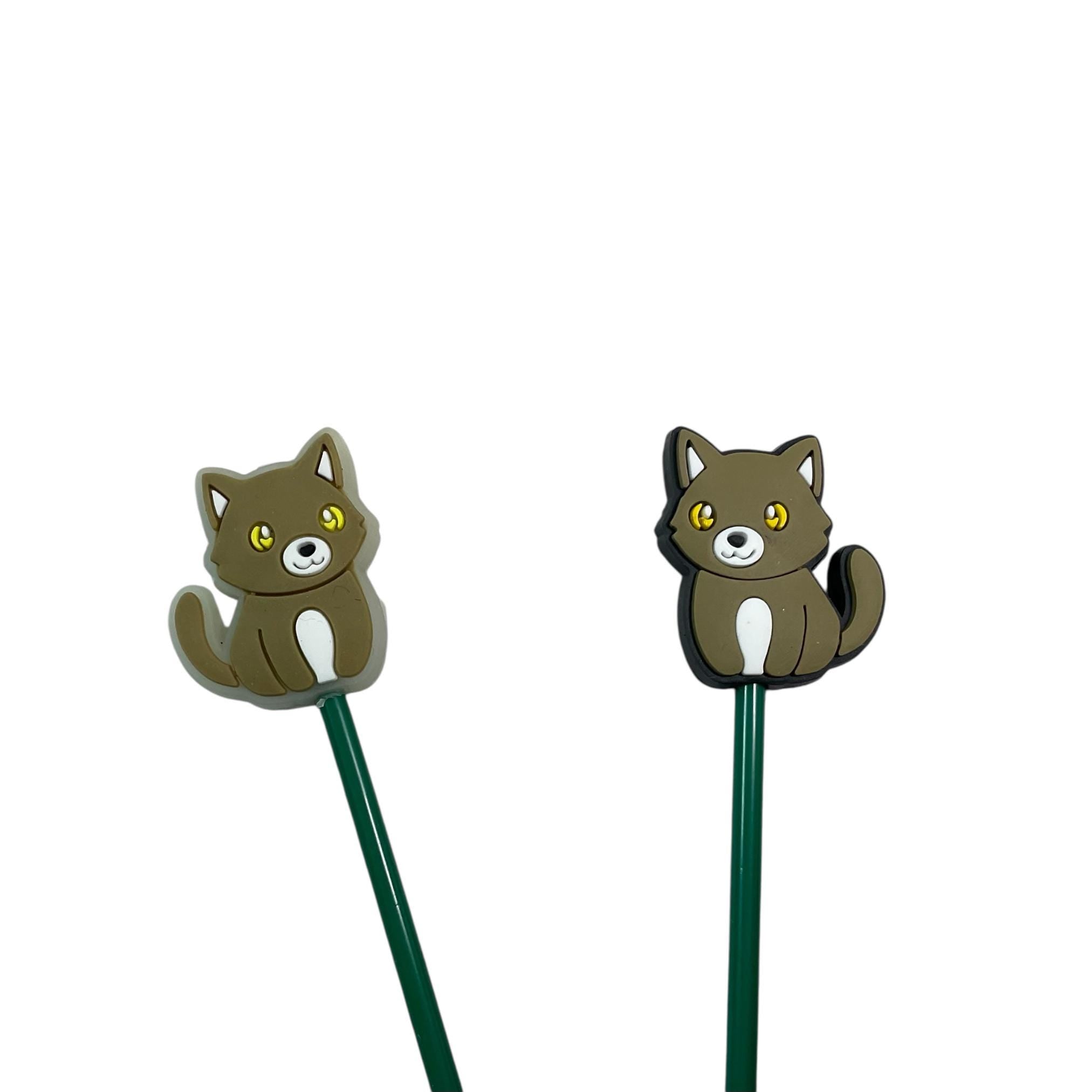 stitch stopper in a cat shape, kitty glow in the dark needle point protector, cat mum knitting gift,
