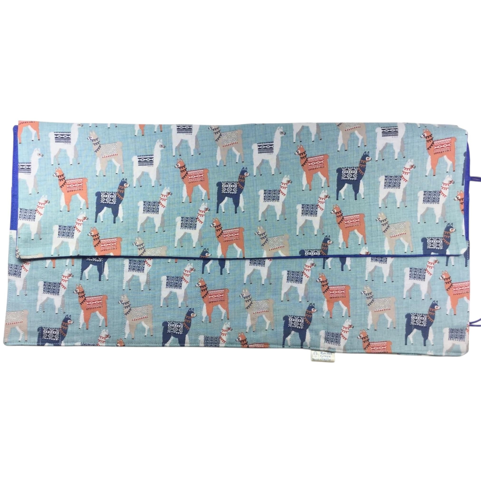 Double pointed knitting needle case with llamas,  alpaca DPN or crochet hook case, sock knitters gift,