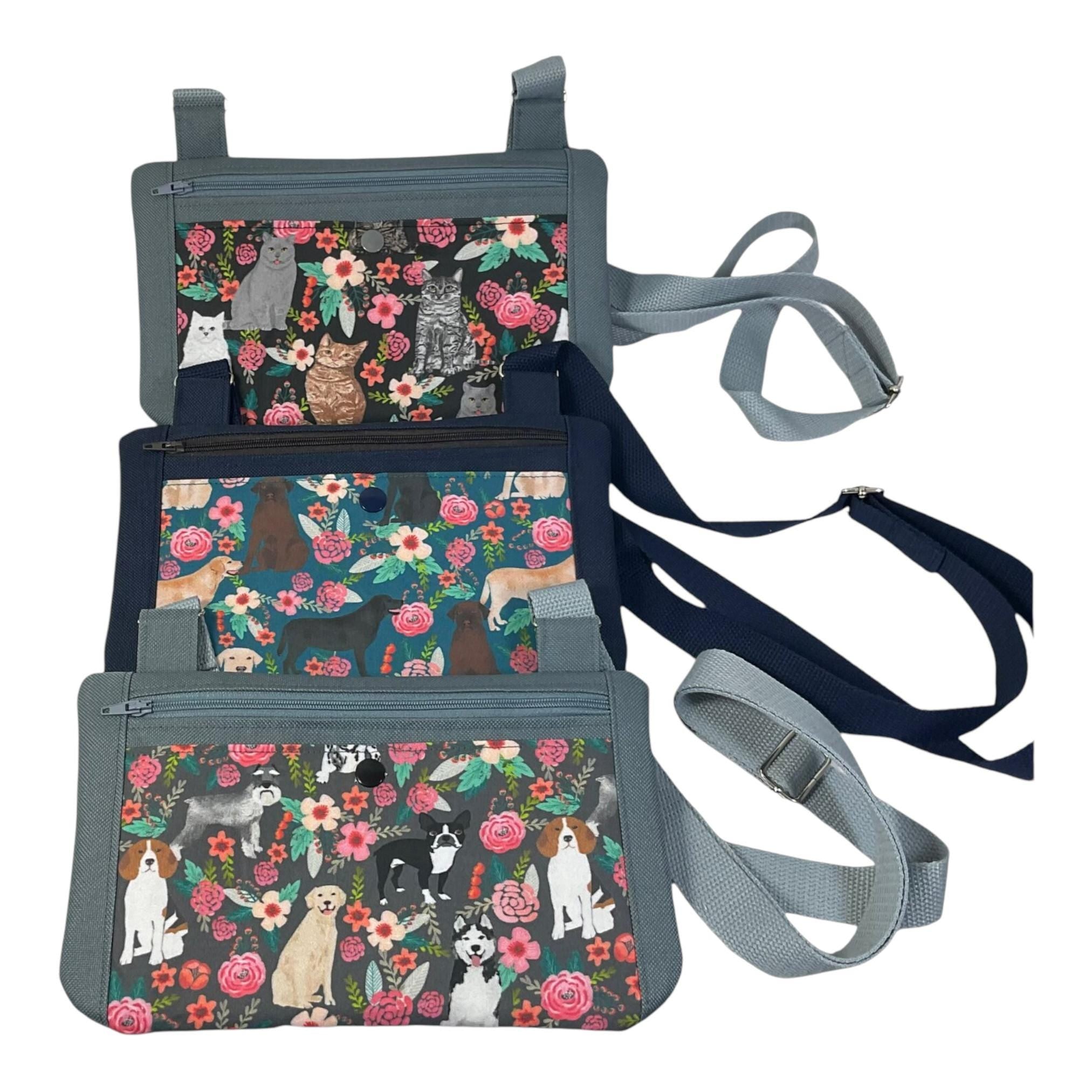 Small shoulder phone bag, flat dog  print Pouch, cat breeds handbag,Labrador lover gift,  teenager purse, essentials bag, pet  owner gift