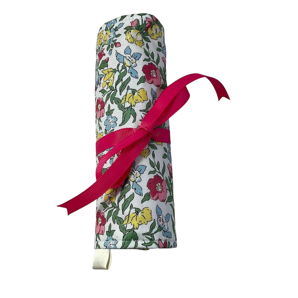 Crochet hook case in Liberty floral fabric, Ergonomic hook organiser, roll up double pointed needle case, case, knitters and crochet gift